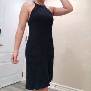 American Eagle Ribbed Halter Black Dress